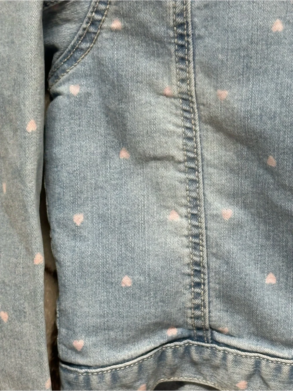 Girls OshKosh B'gosh Light Blue Denim Jacket with Pink Heart Print